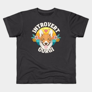 Introvert corgi dog puppy owner typography logo | Morcaworks Kids T-Shirt